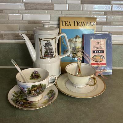 LOT 89: Time for Tea: Silverplate Teapot, Sugar & Creamer, Royal Vale, Meito China, Vintage Electric Teapot, Hand Painted Vase &...