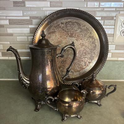 LOT 89: Time for Tea: Silverplate Teapot, Sugar & Creamer, Royal Vale, Meito China, Vintage Electric Teapot, Hand Painted Vase &...