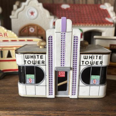 LOT 93: Roadside Diners & More: Lefton"s Great American Diner Series, A.C. Gilbert American Flyer "Frank & Beans",...