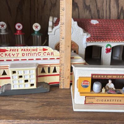 LOT 93: Roadside Diners & More: Lefton"s Great American Diner Series, A.C. Gilbert American Flyer "Frank & Beans",...