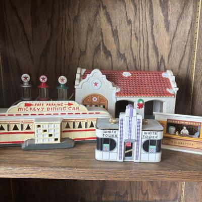 LOT 93: Roadside Diners & More: Lefton"s Great American Diner Series, A.C. Gilbert American Flyer "Frank & Beans",...