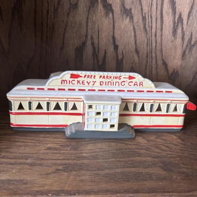LOT 93: Roadside Diners & More: Lefton"s Great American Diner Series, A.C. Gilbert American Flyer "Frank & Beans",...