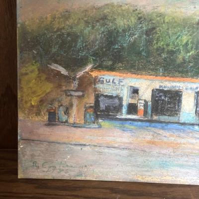 LOT 94: Petroliana Collection: Gulf Station Painting by Local Artist R. Coates, 1986, Ertl Standard Oil & Texaco Banks, Die Cast...