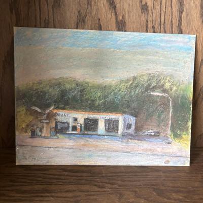 LOT 94: Petroliana Collection: Gulf Station Painting by Local Artist R. Coates, 1986, Ertl Standard Oil & Texaco Banks, Die Cast...