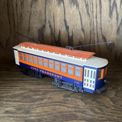 LOT 95: Cable/Streetcar Model Collection: City Transport, IDM by UMD Inc., Heinz 57 Trolly Bank & Tin Toy Trolly Ornament