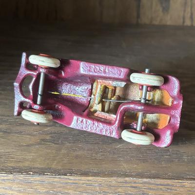 LOT 97: Cast Iron (3) and Tin Toy Car (1