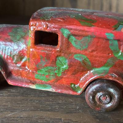 LOT 97: Cast Iron (3) and Tin Toy Car (1