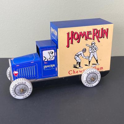 LOT 165: Baseball Decorative Collection - Tin Babe Ruth Cigarette Sign, Home Run Chewing Gum Truck, Cracker Jack Cards, Ticket Stubs and...