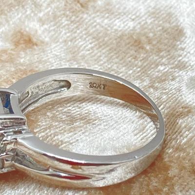 LOT 174: White Gold 10kt Blue Sapphire & CZ Ring, 3.45g Tw., sz.8