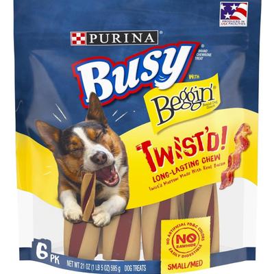 Purina Busy With Beggin' Made in USA Facilities Small/Medium Breed Dog Treats, Twist'd - 6 ct. Pouch
