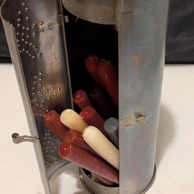 Primitive Punched Tin Candle Holder (B)