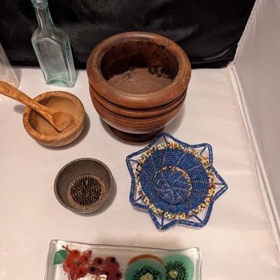 Carrie Nation Vinegar Bottle Wedgwood Jasperware Trinket Box Flower Frog Beaded Hand Made Bowl (B)
