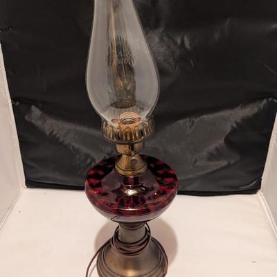 Electric Cranberry Glass Table Lamp (B)