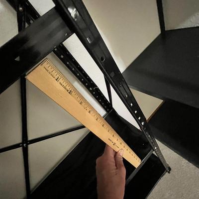 Lot 9 Standard sized Black Steel Shelves Group of 2