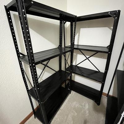 Lot 9 Standard sized Black Steel Shelves Group of 2