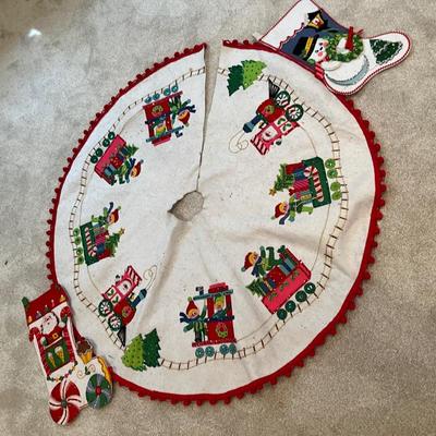 Lot 32 Home made Christmas Tree skirt & stockings