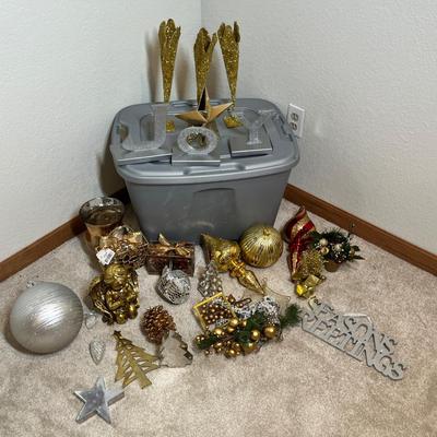 Lot 47 Tub of Christmas Decor Silver/ Gold