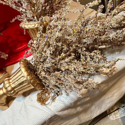 Lot 49 3 Gold Beaded table top trees