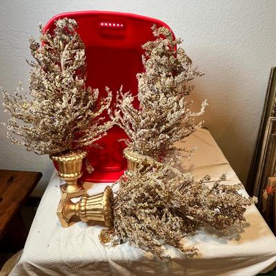 Lot 49 3 Gold Beaded table top trees