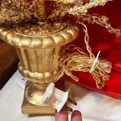 Lot 49 3 Gold Beaded table top trees