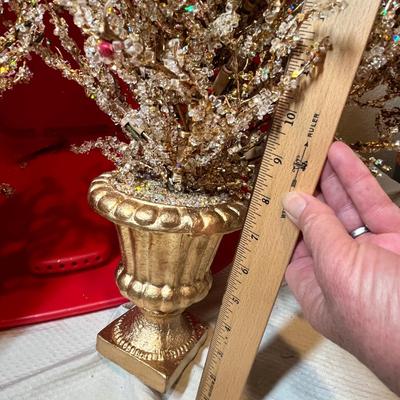 Lot 49 3 Gold Beaded table top trees