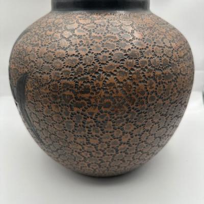 Handmade Etched Art Pottery Vase