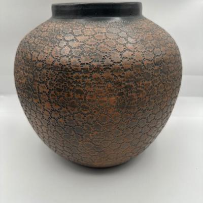 Handmade Etched Art Pottery Vase