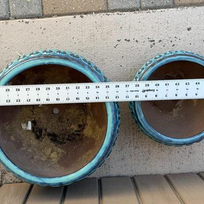 Two Blue Decorative Planters