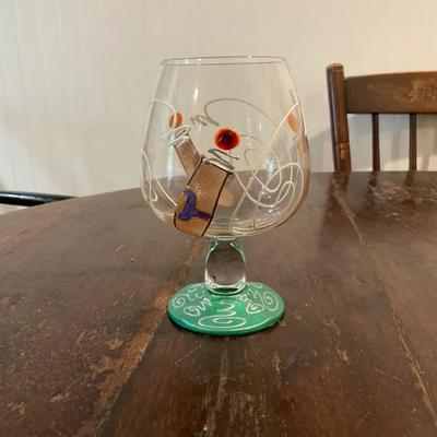K1231 Hand Painted Christmas Wine Glasses