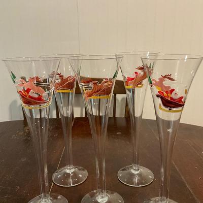 K1231 Hand Painted Christmas Wine Glasses