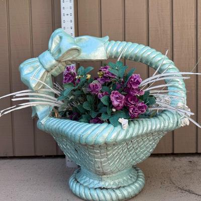 Blue Basket Planter, heavy