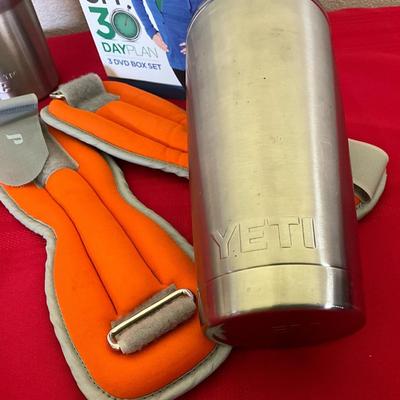 Yeti Mug, Ace Mug, Weights, 3 DVD Exercise Book Set,