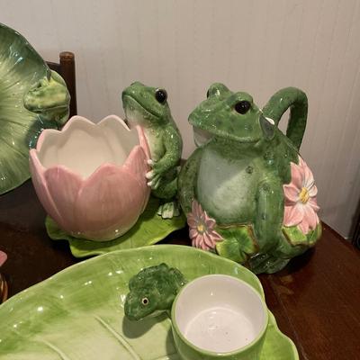 K1233 Large Collection of Frog Themed Dishes by Dept. 56 B. St. John