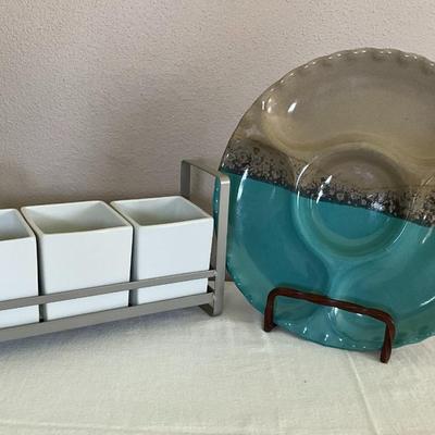Island Oasis Relish Tray Platter and Relish Caddy