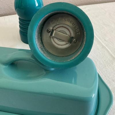 Le Creuset Salt/Pepper Shaker and Chantal Butter Dish