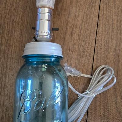 Blue Ball Mason Jar Lamp