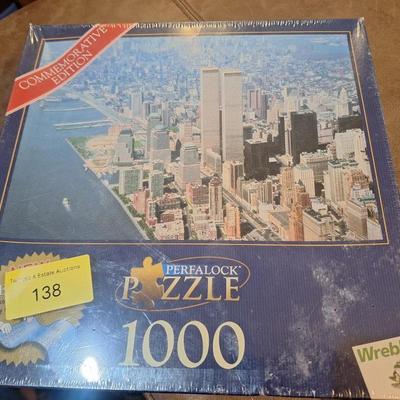 Puzzle of New York City with twin towers