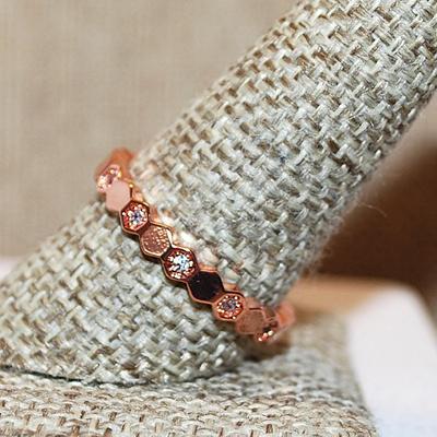Size 10 Alternating Hexes & Stones Infinity Ring on a ROSE GOLD Setting (2.8g)