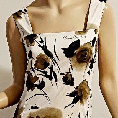 Vtg Pierre Cardin Paris watercolor painted dress Made in Italy Rhinestone Signed