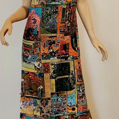 Vtg Timeless Waltah Clarke's 60-70s Cheongsam Quipao Maxi Patchwork dress