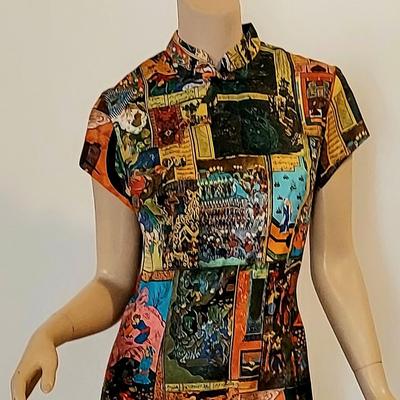 Vtg Timeless Waltah Clarke's 60-70s Cheongsam Quipao Maxi Patchwork dress