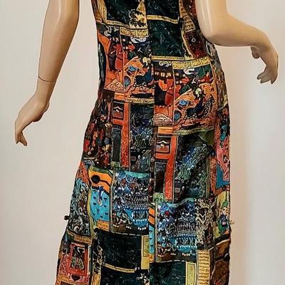 Vtg Timeless Waltah Clarke's 60-70s Cheongsam Quipao Maxi Patchwork dress