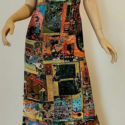 Vtg Timeless Waltah Clarke's 60-70s Cheongsam Quipao Maxi Patchwork dress