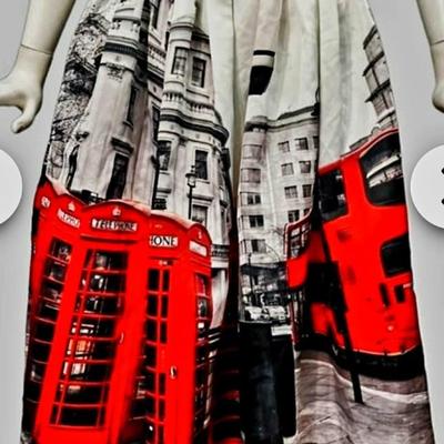 Vtg Stunning London Scenery Phone Booth skirt