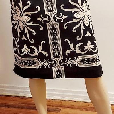 Vtg 60-70s Rare Paganne Gene Berk Blk/Wht floral sheath dress