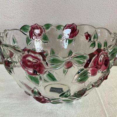 Vintage Mikasa Celebrations Rose Crystal Serving Bowl