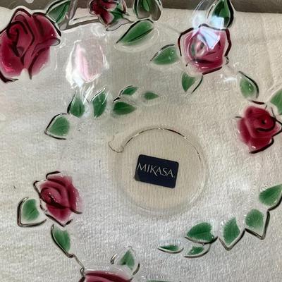 Vintage Mikasa Celebrations Rose Crystal Serving Bowl