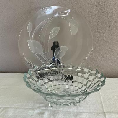 Vintage Crystal Serving Bowl and Platter