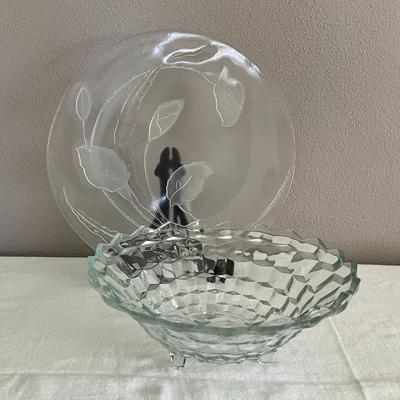 Vintage Crystal Serving Bowl and Platter