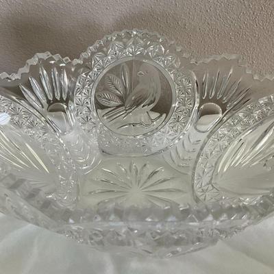 Vintage Hofbauer Byrdes Crystal Oval Centerpiece Bowl